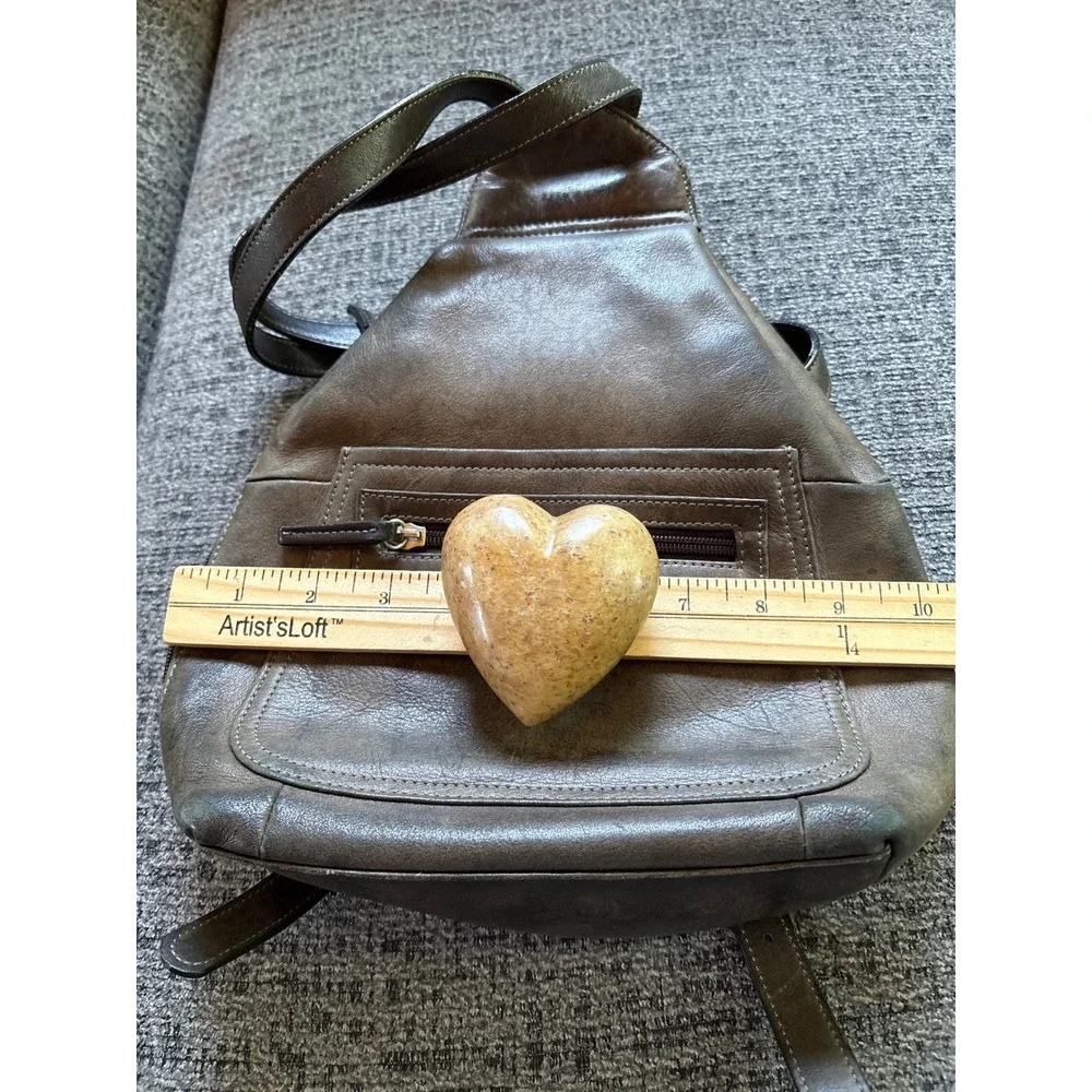 Tignanello Dark Brown Leather Sling Backpack Teardrop Triangle Bag Womens